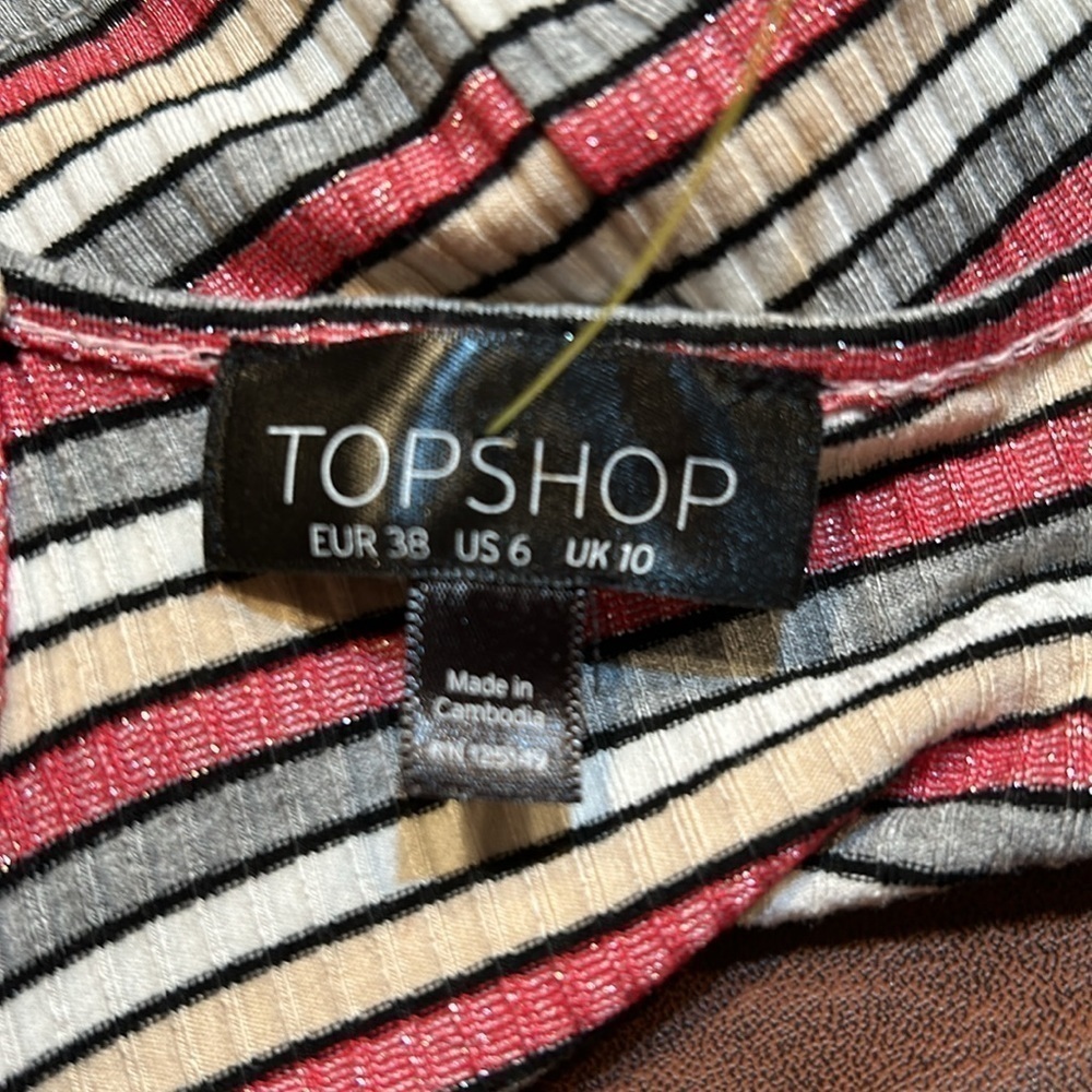 TOPSHOP Sexy Striped Crop Tank Top Size 6 - Picture 7 of 9
